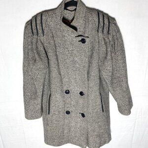 Vintage Collection Elegante Grey Wool Button Front Overcoat 6